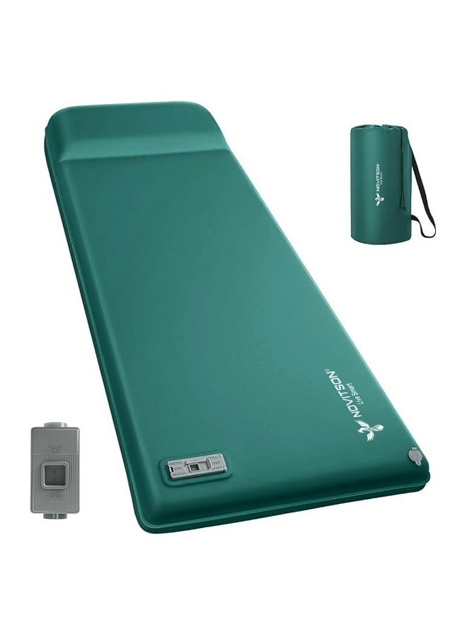 نوفيتسون مرتبة تخييم كهربائية قابلة للنفخ ذاتياً من نوفيتسون مع مضخة مدمجة | سرير هوائي قابل للنفخ والتفريغ تلقائيًا للسفر الخارجي والمنزل | مرتبة قابلة للنفخ محمولة NAM-7600G - الأخضر - Image 1